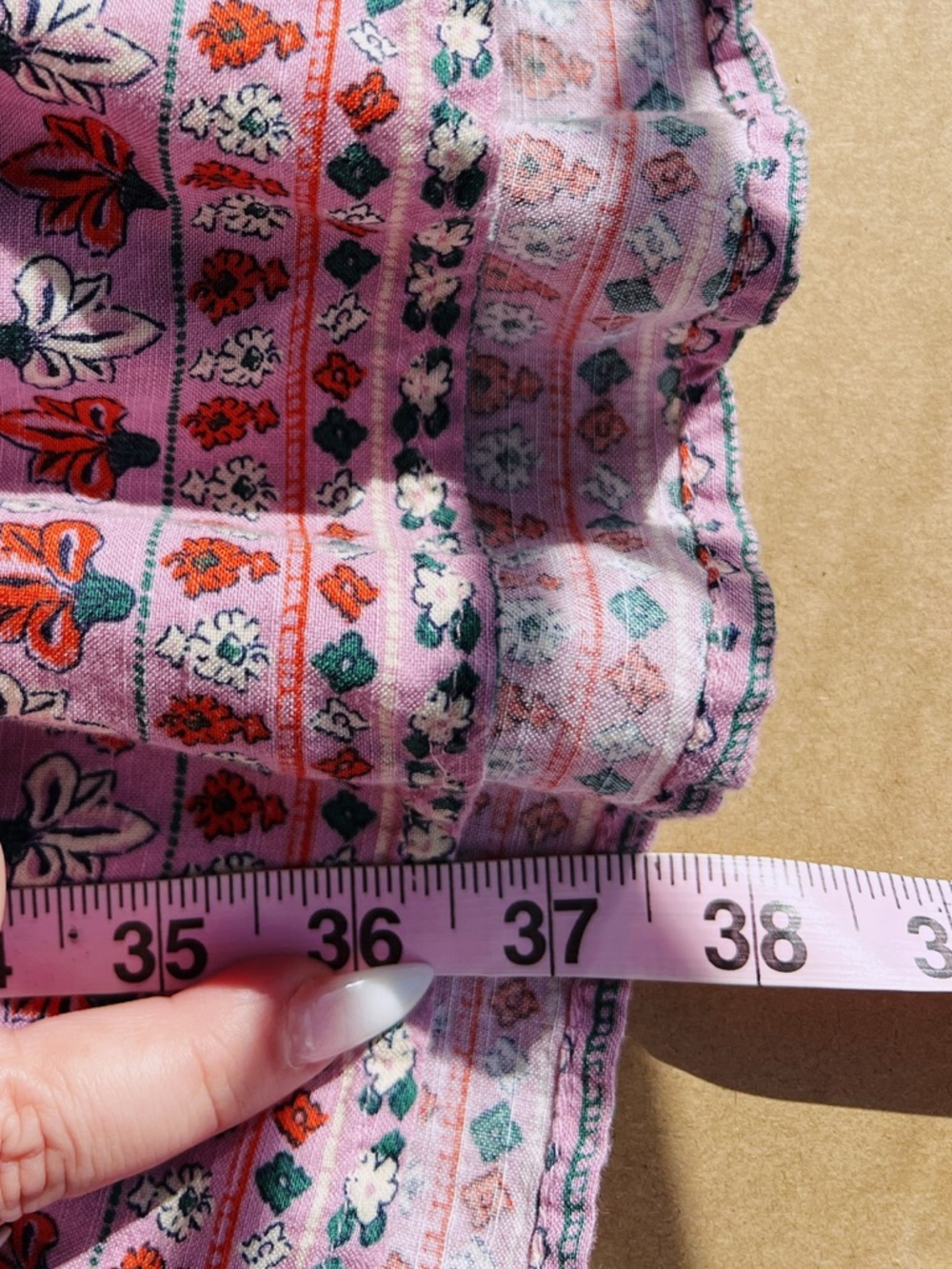 Knox Rose Pink/Purple Boho Floral Mini Dress Ruffle Hem Peasant Sleeve Size XS - Picture 8 of 8